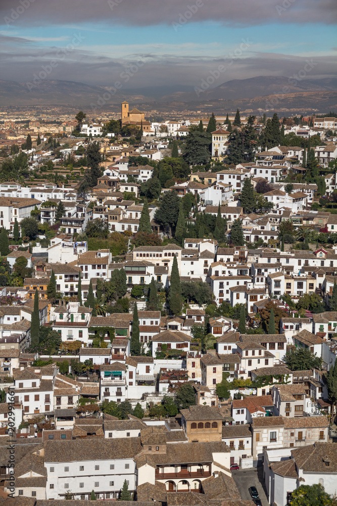 Albaicin, Granada from the Alhambra in the early morning.