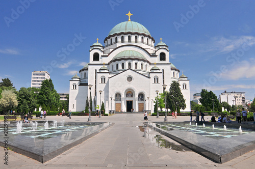 Saint Sava cathedral and Monument of Karageorge Petrovitch in Belgrade, Serbia.
