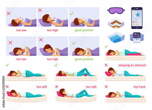 Sleeping Nice Cartoon SetSleeping Well Cartoon SetSleep Better Infographic Composition