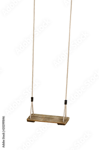 Wooden swing isolated on white
