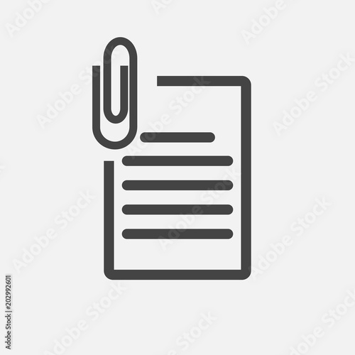 Vector document icon and paper clip. Business  document  icon.