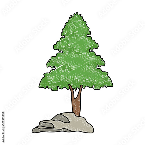 Tree with rocks vector illustration graphic design