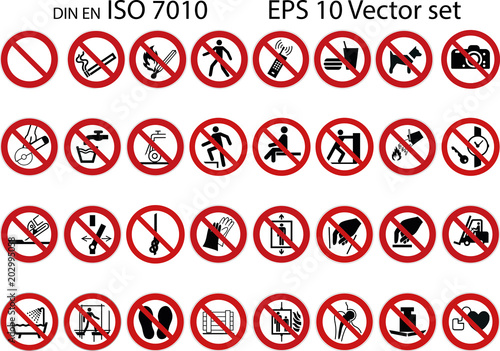 forbidden sign - prohibition signs  - vector set    photo