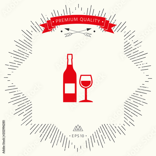 Bottle of wine and wineglass icon