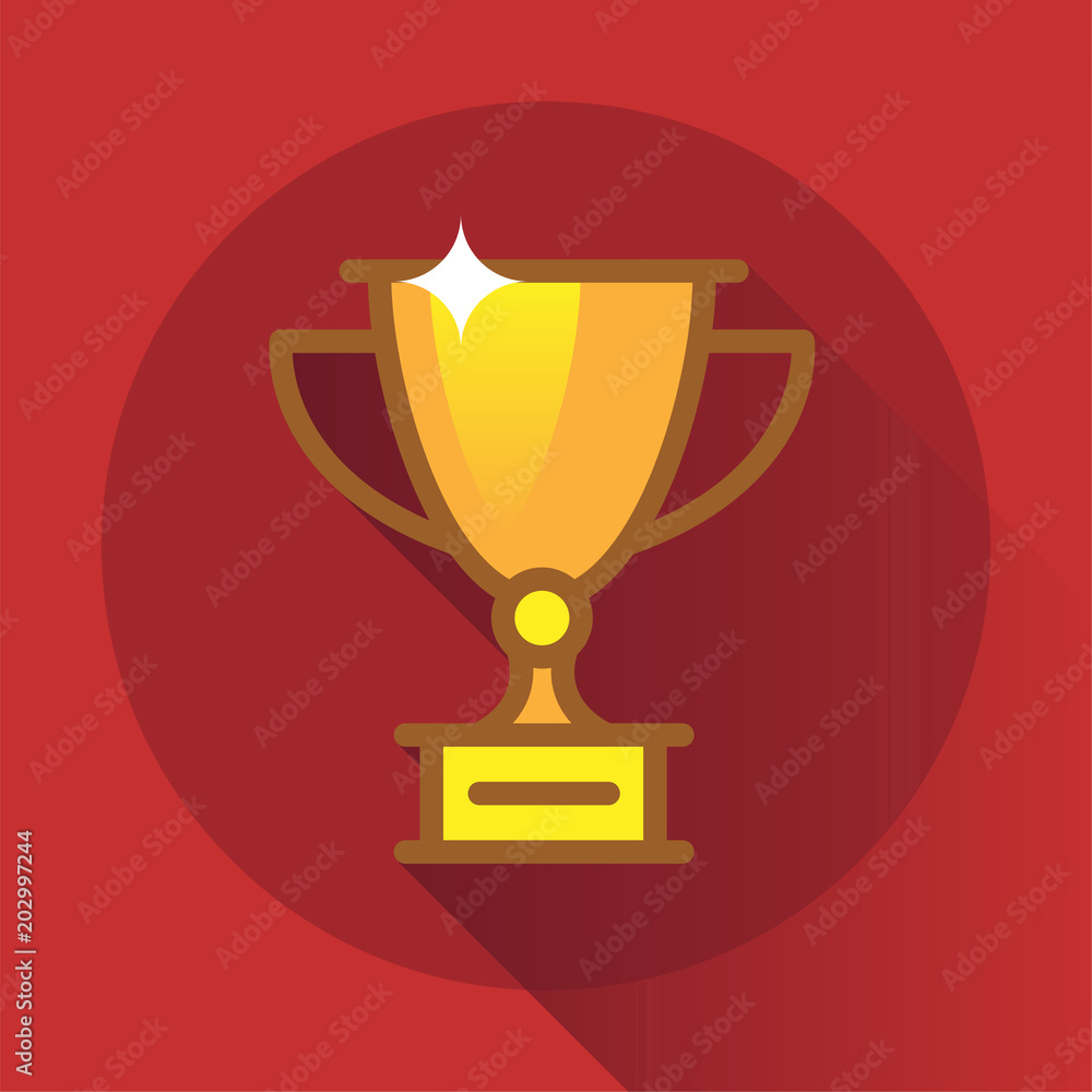 flat icon golden trophy cups and awards on red background flat icon golden trophy cups and awards on red background