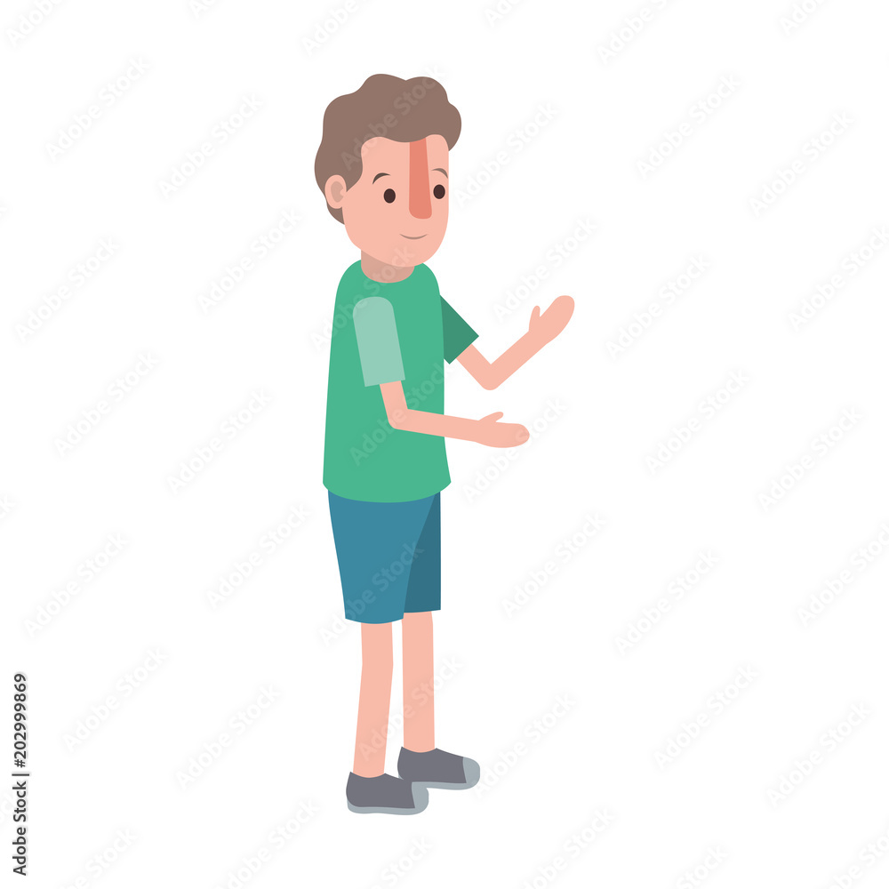 isometric little boy character vector illustration design