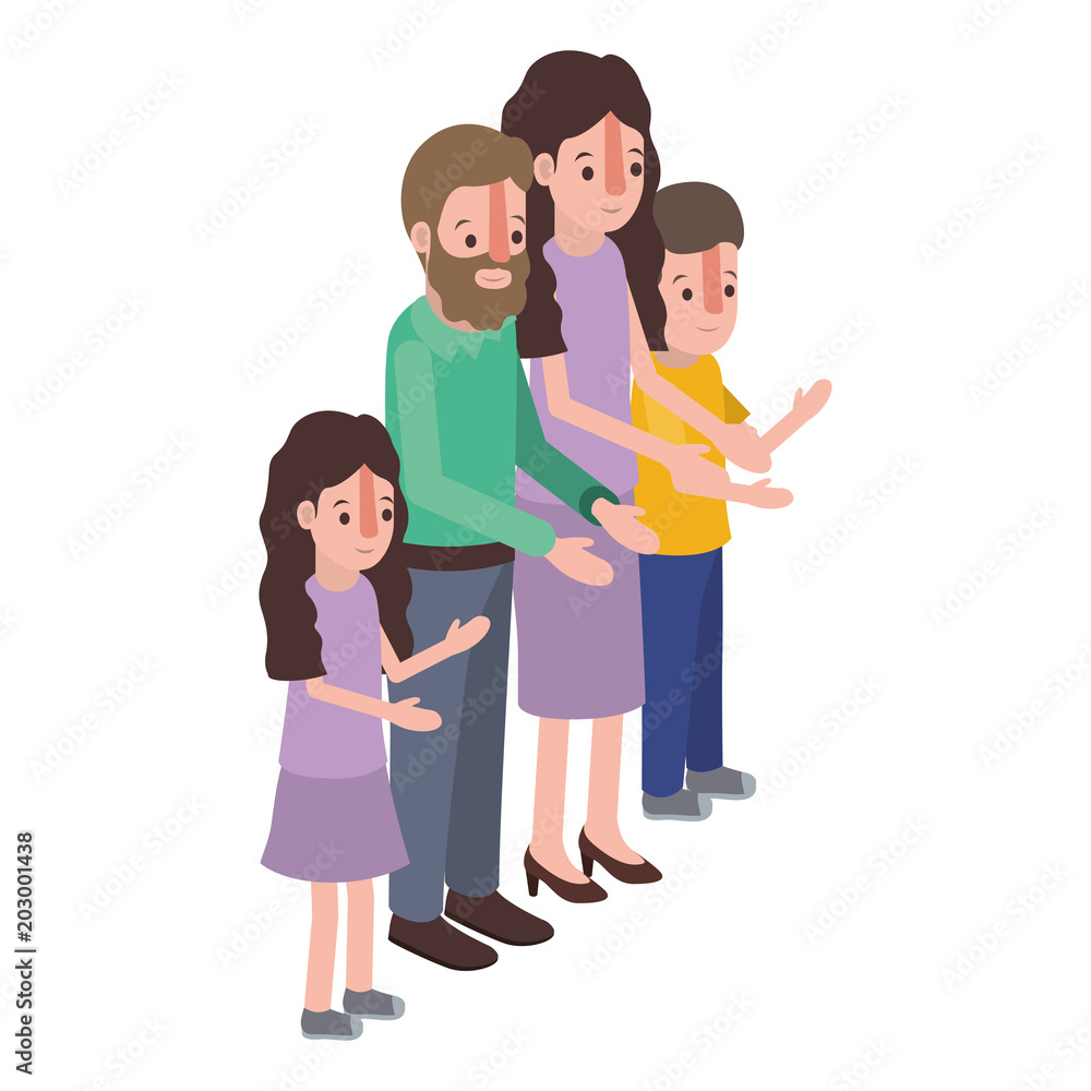 parents couple with son and daughter isometric vector illustration design parents couple with son and daughter isometric vector illustration design