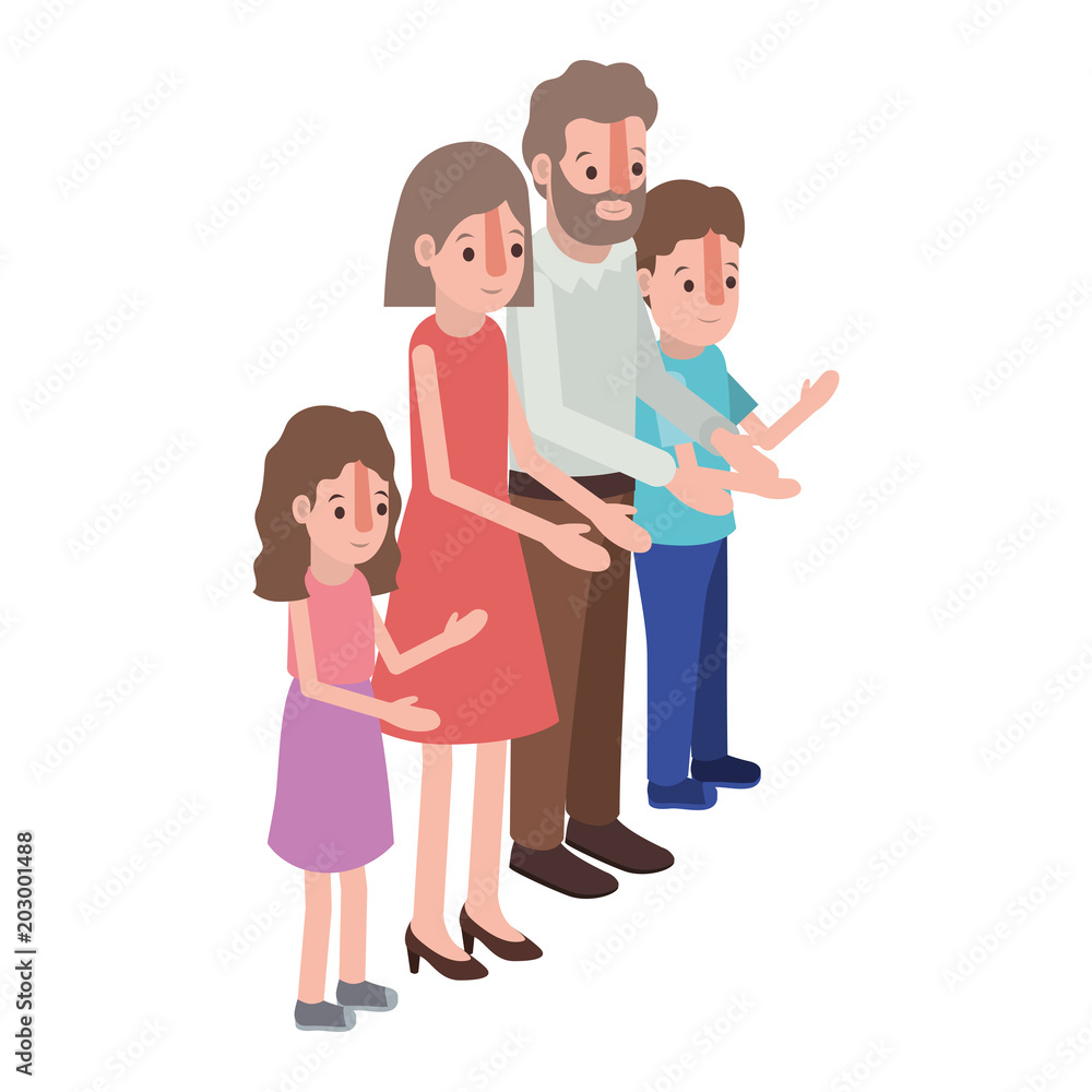 parents couple with son and daughter isometric vector illustration design parents couple with son and daughter isometric vector illustration design