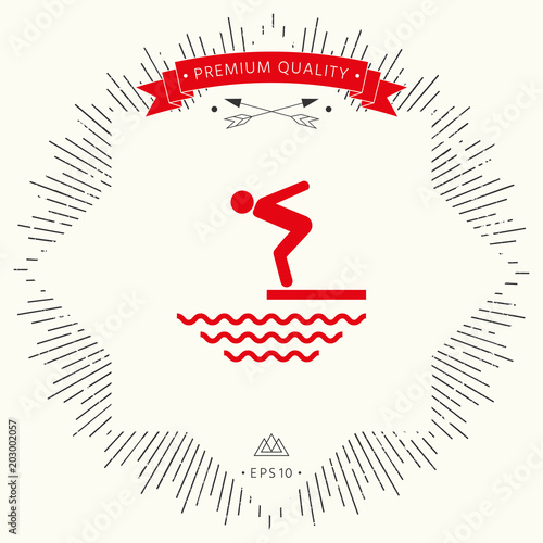 Swimmer on a springboard, Jumping into the water - icon