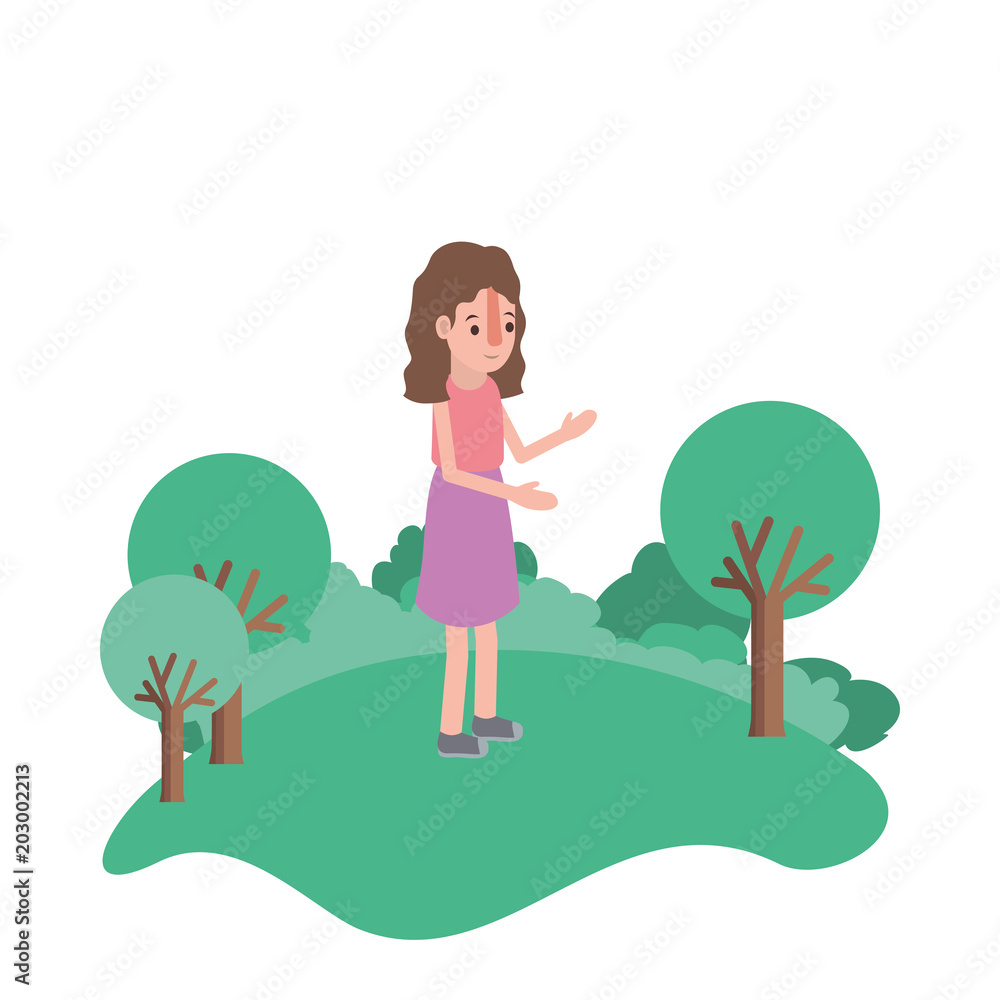 isometric little girl in field landscape character vector illustration design isometric little girl in field landscape character vector illustration design