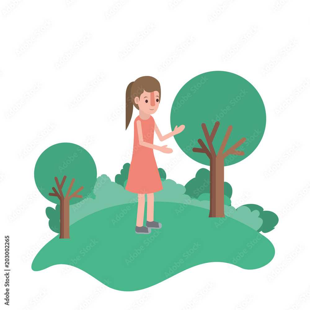 isometric little girl in field landscape character vector illustration design isometric little girl in field landscape character vector illustration design