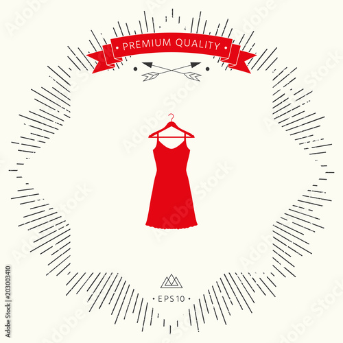 Sundress, Evening dress, combination or nightie on the wardrobe hanger , the silhouette. Menu item in the web design
