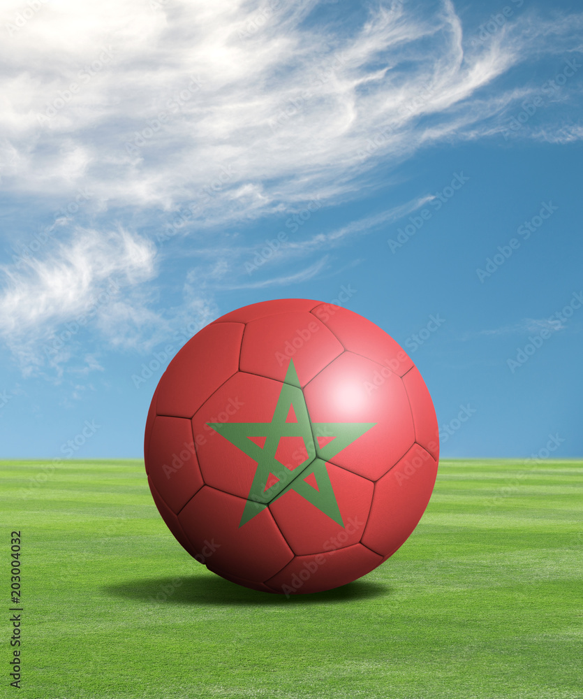 Soccer ball with Morocco flags in a green field Иллюстрация Stock | Adobe  Stock