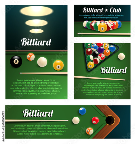 Billiard sport club and poolroom banner template