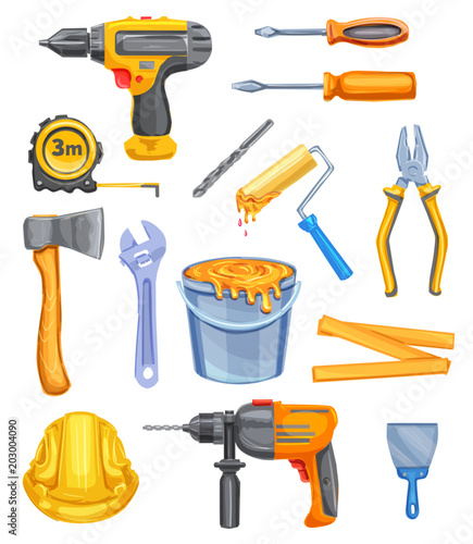 Repair tool and equipment watercolor icon design