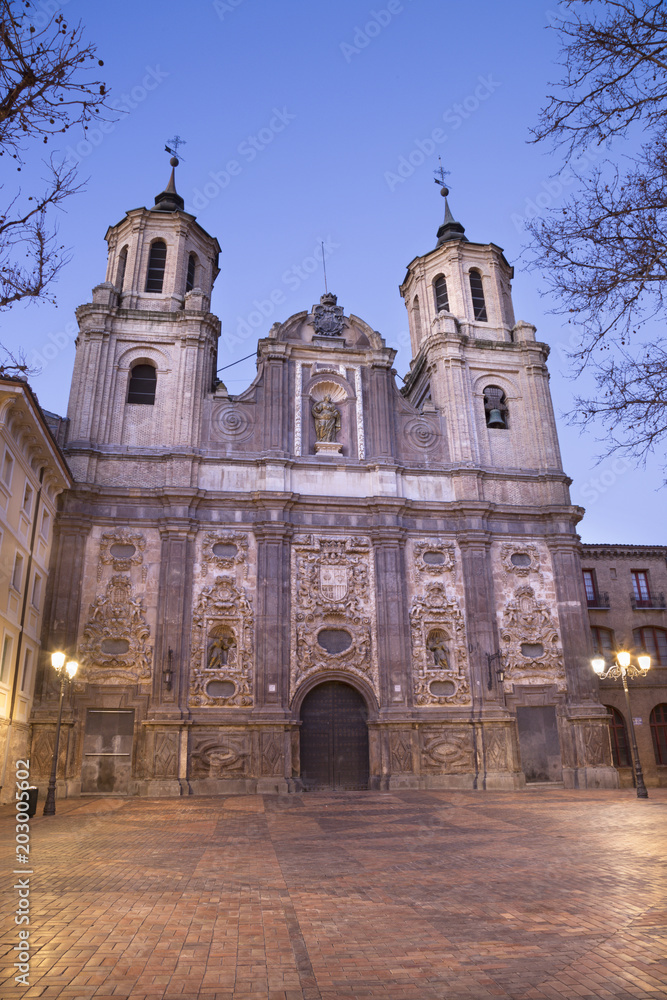 Zaragoza - The baroque church Iglesia de Santa Maria Magdalena at dusk.