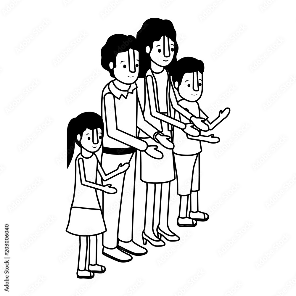 parents couple with son and daughter isometric vector illustration design parents couple with son and daughter isometric vector illustration design