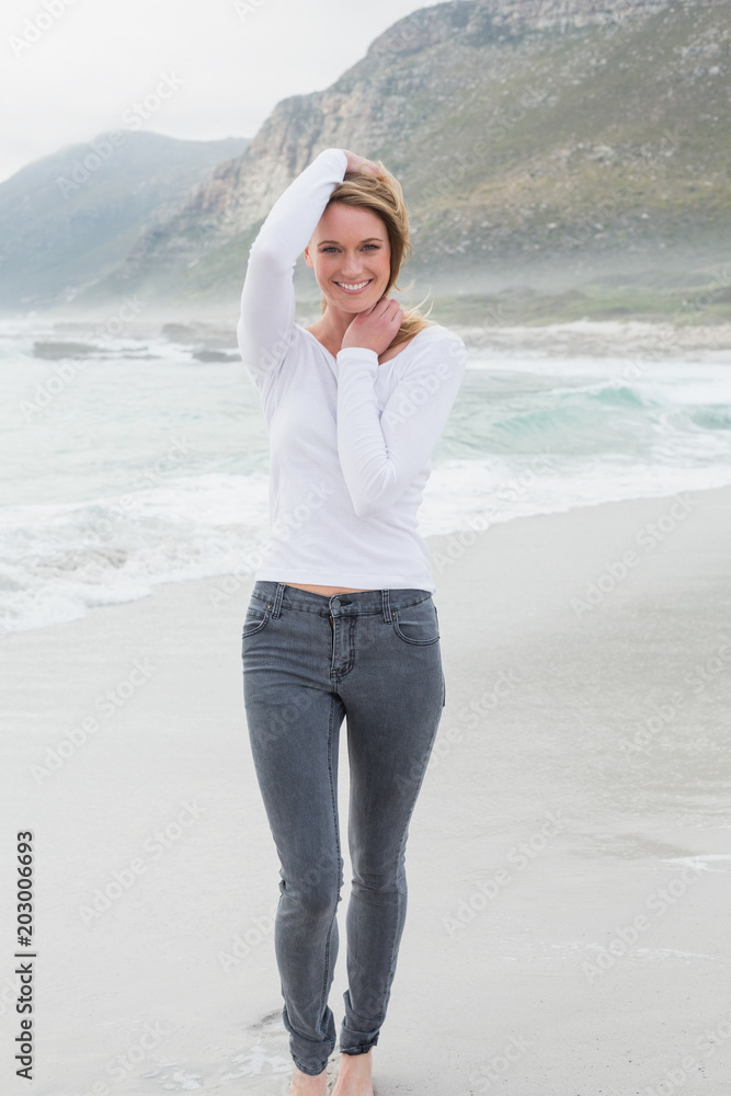 Portrait of a beautiful casual woman at beach Portrait of a beautiful casual woman at beach