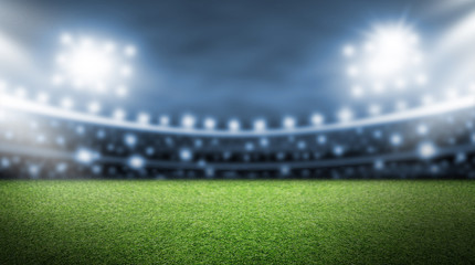 Soccer field and spotlight background in the stadium