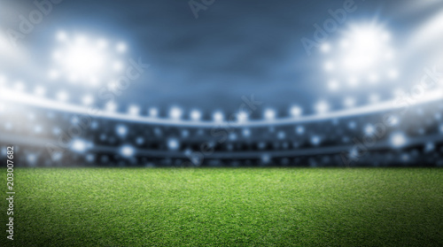 Soccer field and spotlight background in the stadium