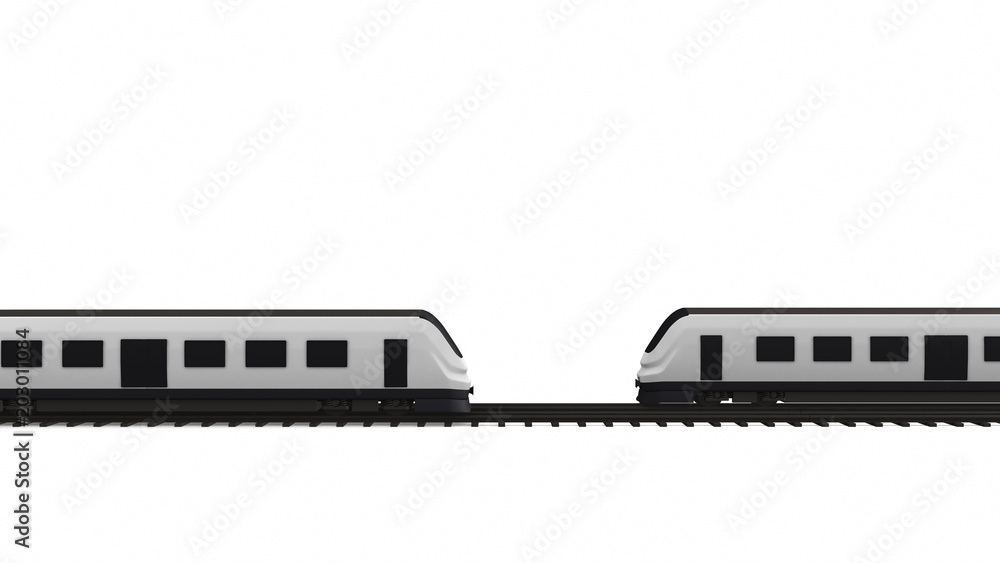 Modern passenger train on white background. 3D rendering Modern passenger train on white background. 3D rendering