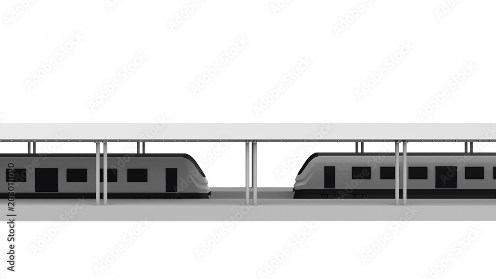 Modern passenger train on white background. 3D rendering Modern passenger train on white background. 3D rendering