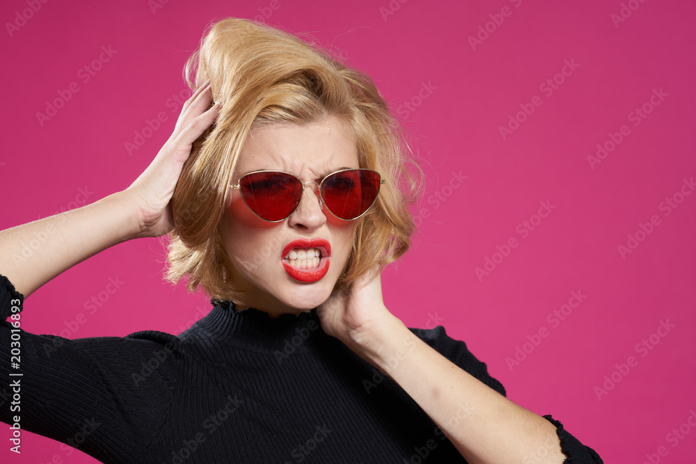 portrait of young woman in glasses portrait of young woman in glasses