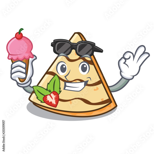 With ice cream crepe character cartoon style