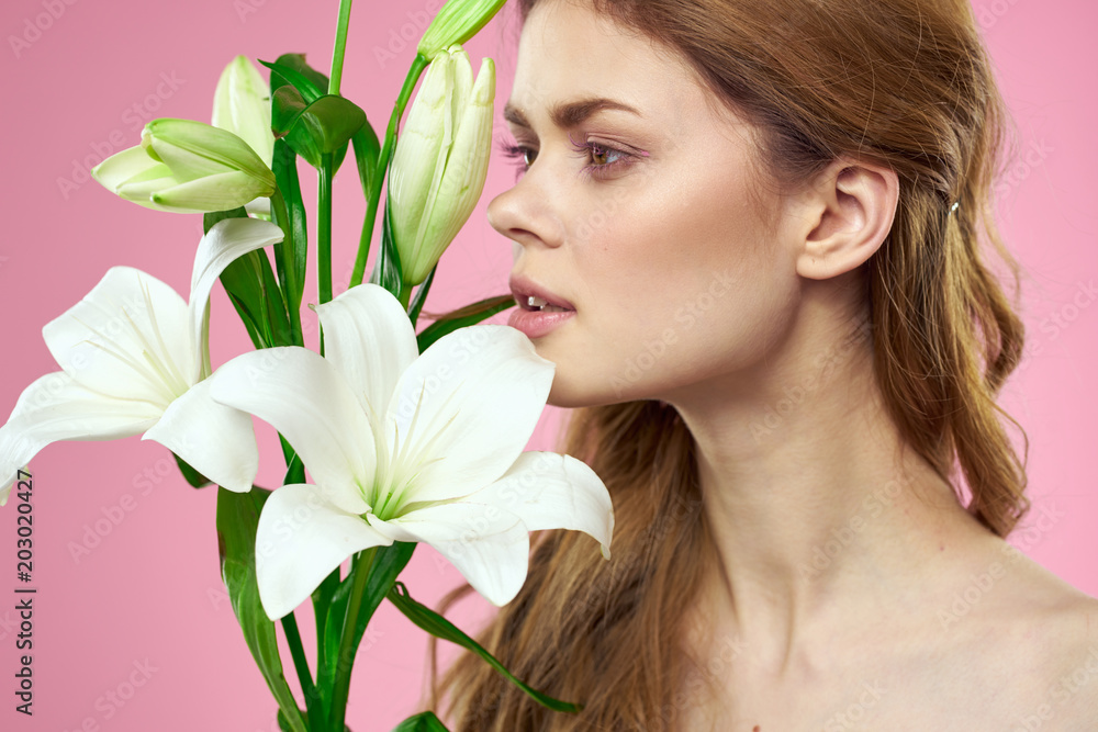 portrait of young woman with flower portrait of young woman with flower