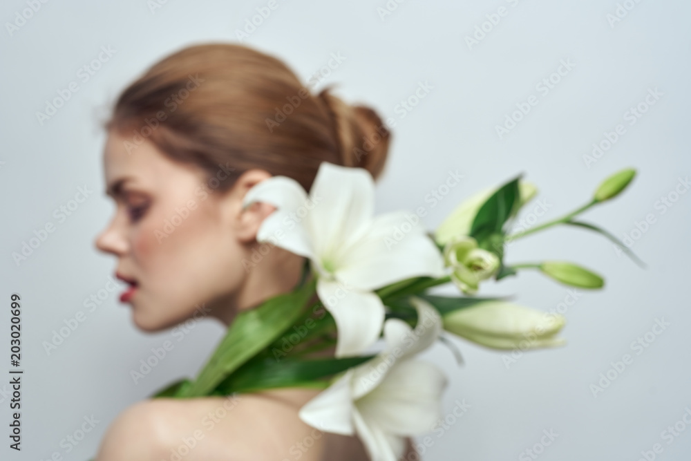 portrait of young woman with flower portrait of young woman with flower
