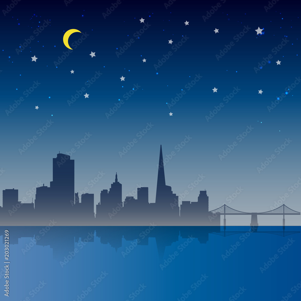San Francisco City Night Scene 