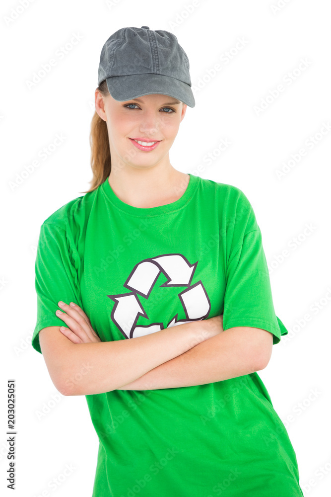 Calm pretty environmental activist posing with crossed arms Calm pretty environmental activist posing with crossed arms