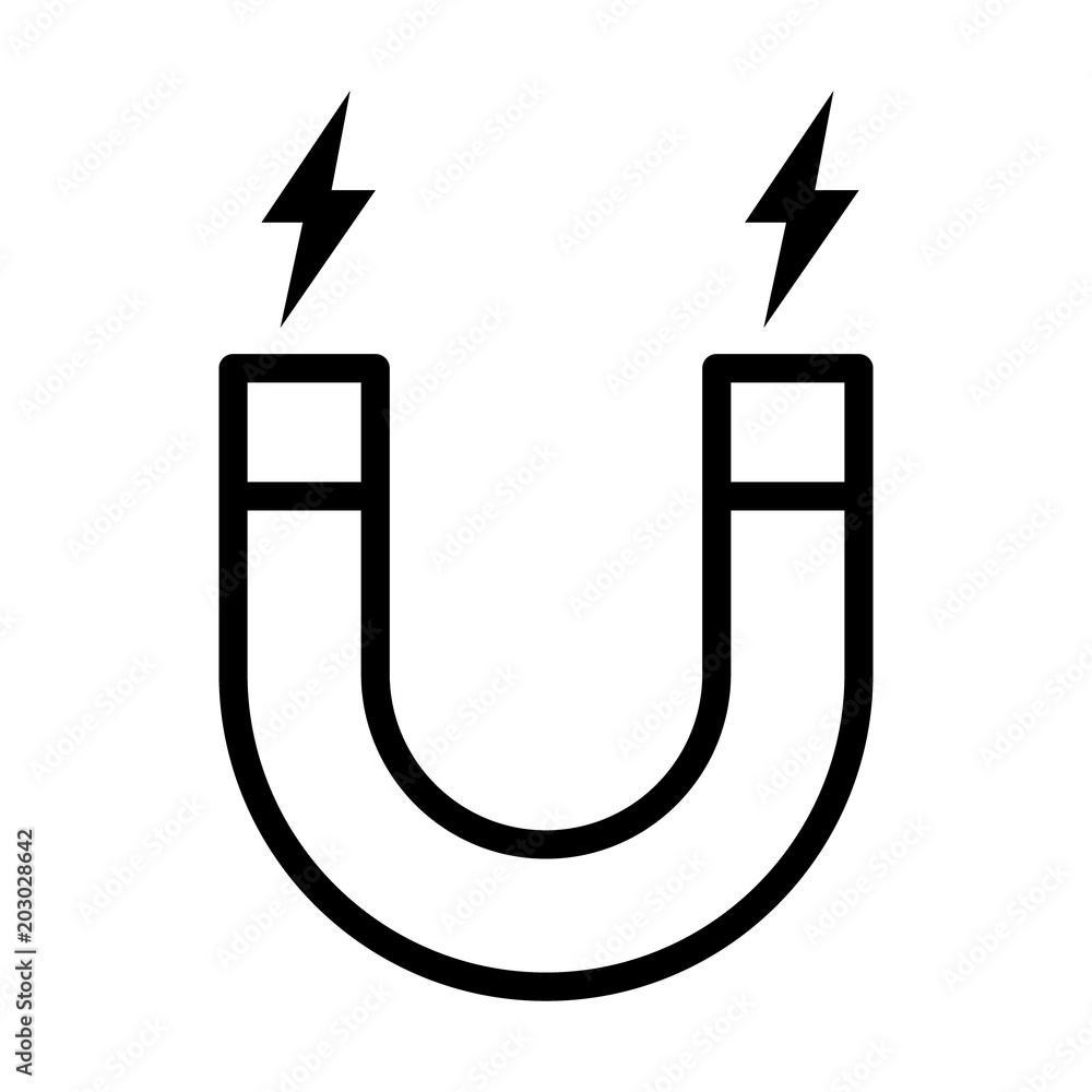 Horseshoe magnet with magnetic charge line art vector icon for apps and websites Horseshoe magnet with magnetic charge line art vector icon for apps and websites
