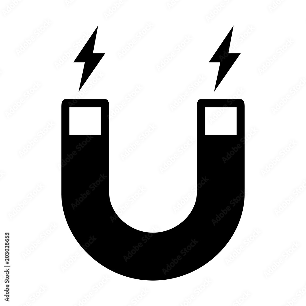 Horseshoe magnet with magnetic charge flat vector icon for apps and ...