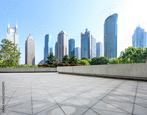 modern city commercial office buildings and empty square floors in Shanghai