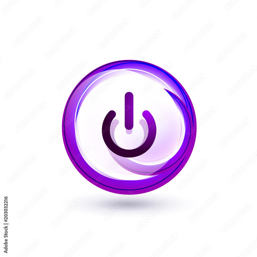 Glass transparent effect power start button, on off icon, vector UI or app symbol design Glass transparent effect power start button, on off icon, vector UI or app symbol design