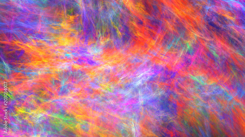 Abstract painted texture. Chaotic red  pink  orange and blue strokes. Fractal background. Fantasy digital art. 3D rendering.