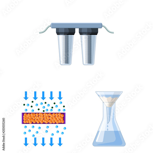 Water filtration system cartoon icons in set collection for design. Cleaning equipment vector symbol stock web illustration.