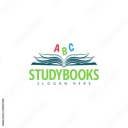 Logo template. Bookstore logo design. Study books.
