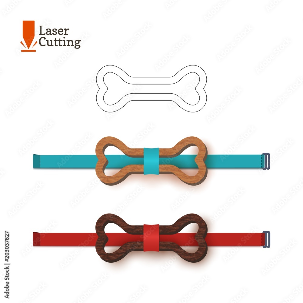 Laser cut bow-tie template whith bone symbol. Vector silhouette for cutting a bow tie on a lathe made of wood, metal, plastic. The creative idea of design of a stylish and funny accessory. Laser cut bow-tie template whith bone symbol. Vector silhouette for cutting a bow tie on a lathe made of wood, metal, plastic. The creative idea of design of a stylish and funny accessory.