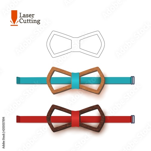 Laser cut bow-tie template. Vector silhouette for cutting a bow tie on a lathe made of wood, metal, plastic. The idea of design of a stylish accessory