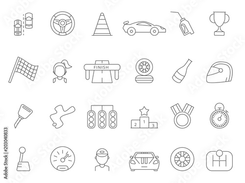 Linear icon set of formula 1 cars