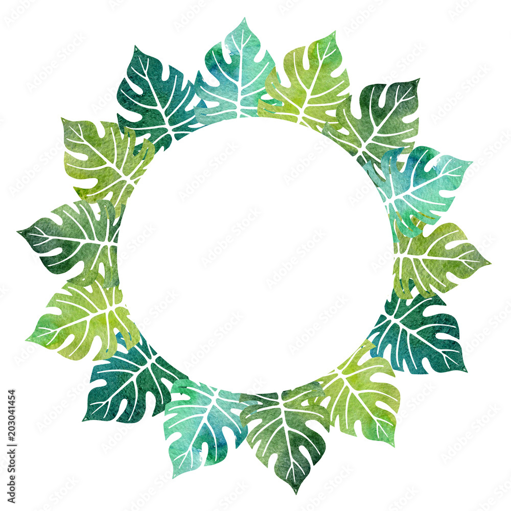 Fototapeta premium watercolor template with tree leaves