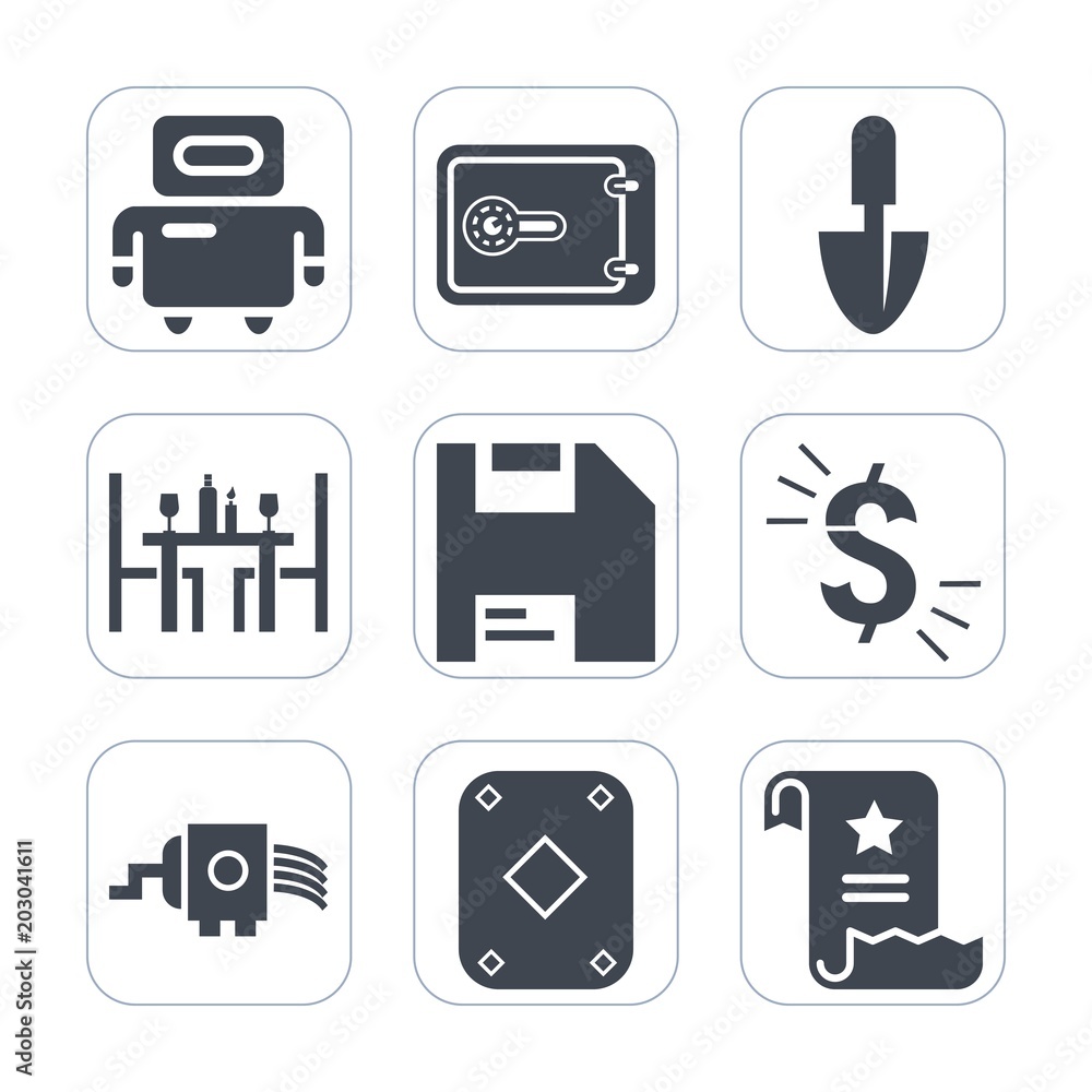 Premium fill icons set on white background . Such as dollar, banking, document, game, tool, currency, cyborg, sign, technology, machine, kitchen, shovel, restaurant, office, food, business, spoon, usd Premium fill icons set on white background . Such as dollar, banking, document, game, tool, currency, cyborg, sign, technology, machine, kitchen, shovel, restaurant, office, food, business, spoon, usd