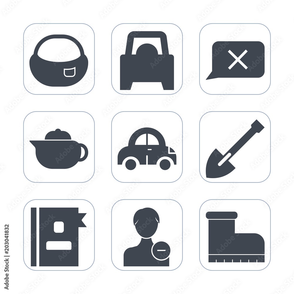 Premium fill icons set on white background . Such as avatar, fashion, vehicle, school, shovel, knapsack, transport, construction, drink, tool, footwear, transportation, bag, back, chat, baggage, book Premium fill icons set on white background . Such as avatar, fashion, vehicle, school, shovel, knapsack, transport, construction, drink, tool, footwear, transportation, bag, back, chat, baggage, book