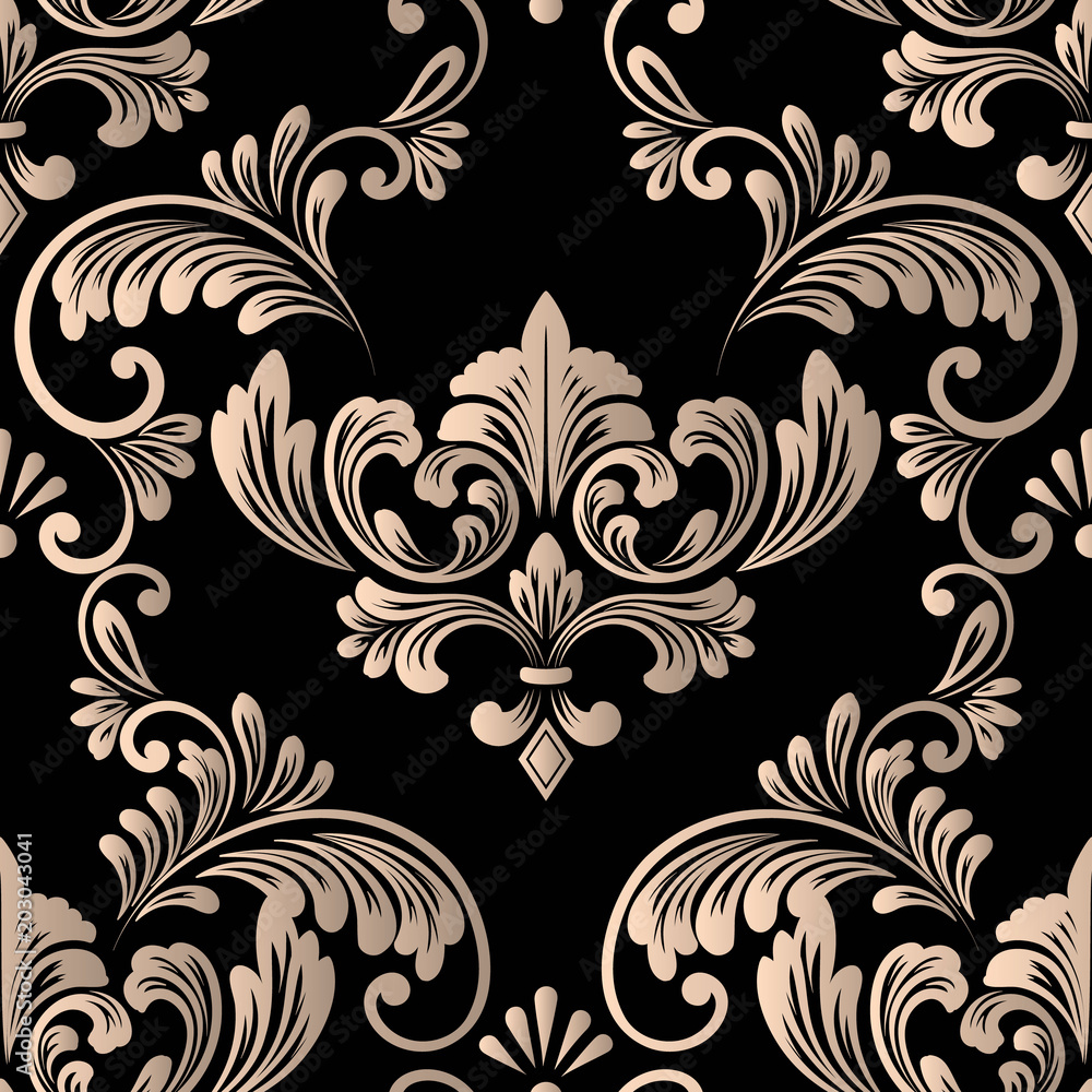 Vector damask seamless pattern element. Classical luxury old fashioned damask ornament, royal victorian seamless texture for wallpapers, textile, wrapping. Exquisite floral baroque template.