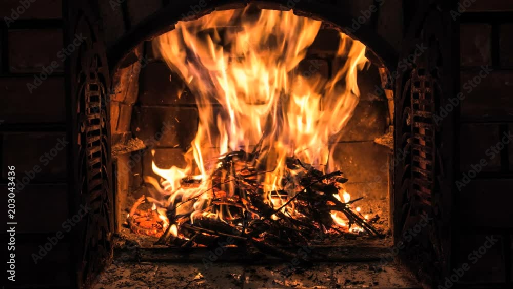 Nice wood fire against black background, fireplace Nice wood fire against black background, fireplace