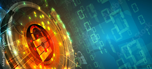 Technology security concept. Modern safety digital background