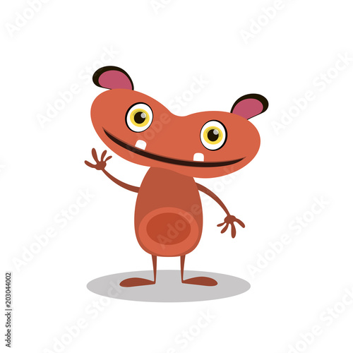 Cartoon monster on white background. Vector illustration