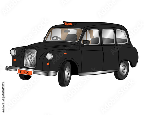 classic london taxi car vector drawing illustration
